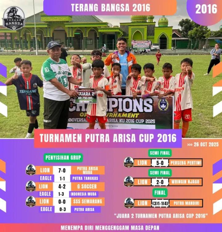 SSB Terang Bangsa Kelompok Umur 2016 Raih Juara Turnamen Putra Arisa Cup 2025